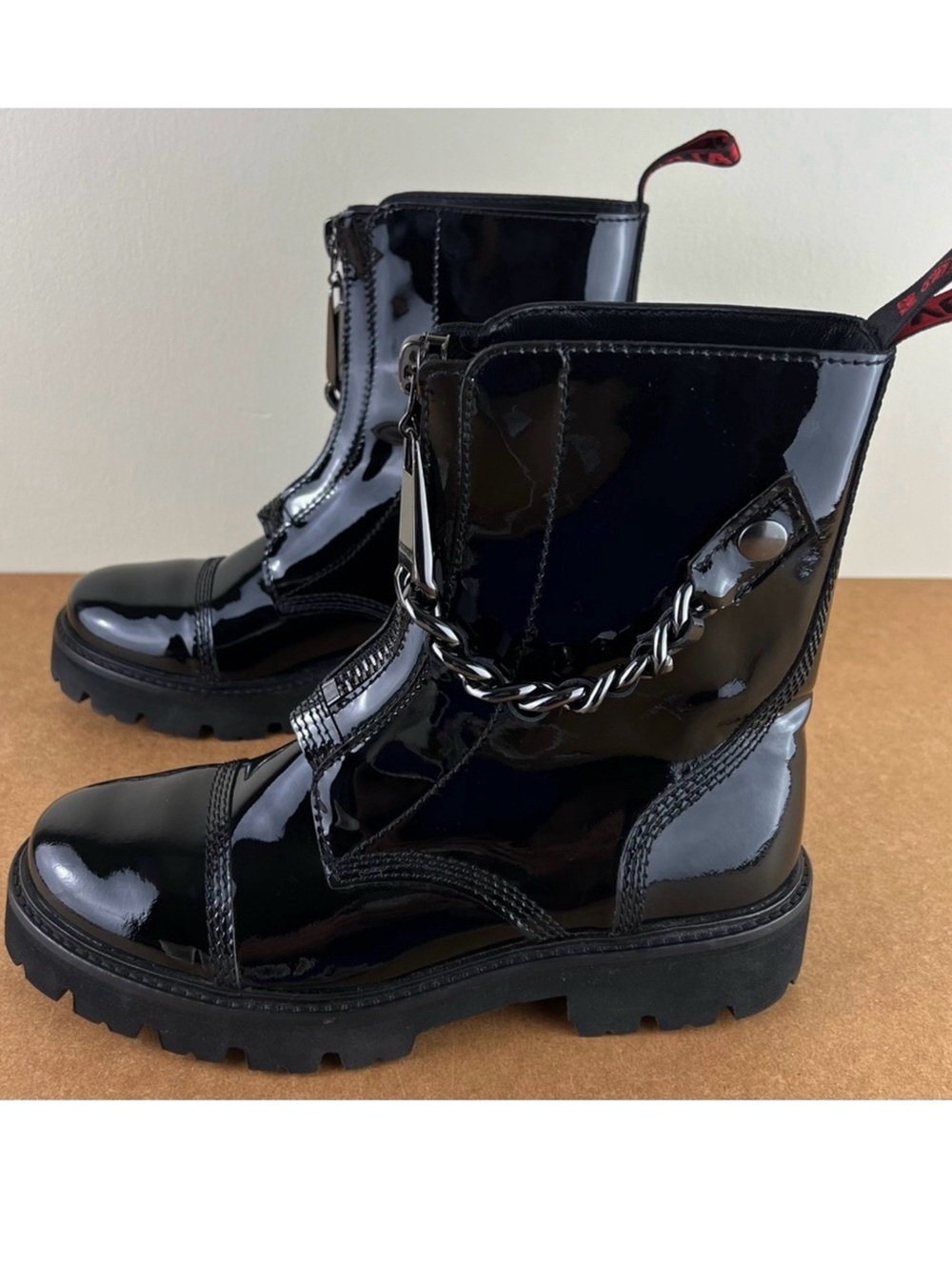 NEW ZADIG & VOLTAIRE BLACK PATENT LEATHER BOOTS - Picture 8 of 12